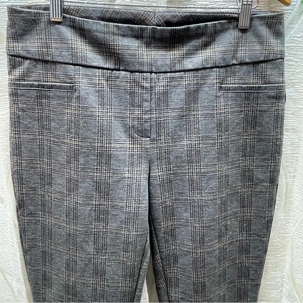 Dalia Plaid Dress Pants Womens 8 Grey Stretch Slim Leg‎ Glen Check - Picture 3 of 11